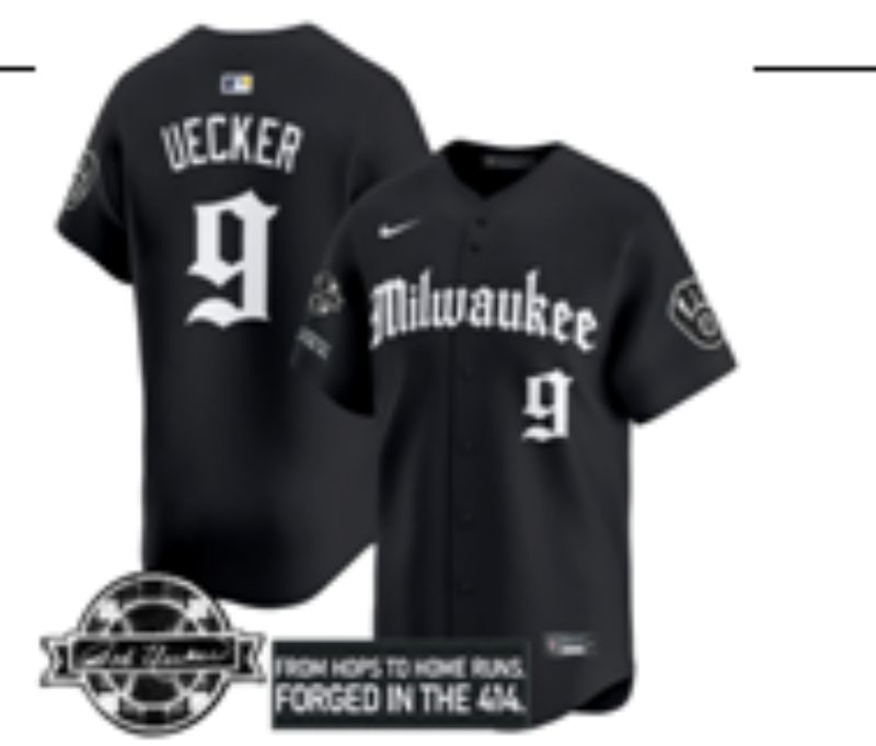 Men Nike Milwaukee Brewers #9 Uecker black MLB 2025 jersey 02->milwaukee brewers->MLB Jersey